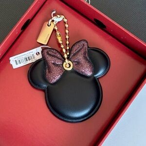 NWT Coach Disney X Minnie Mouse Leather Bag Charm Hangtag